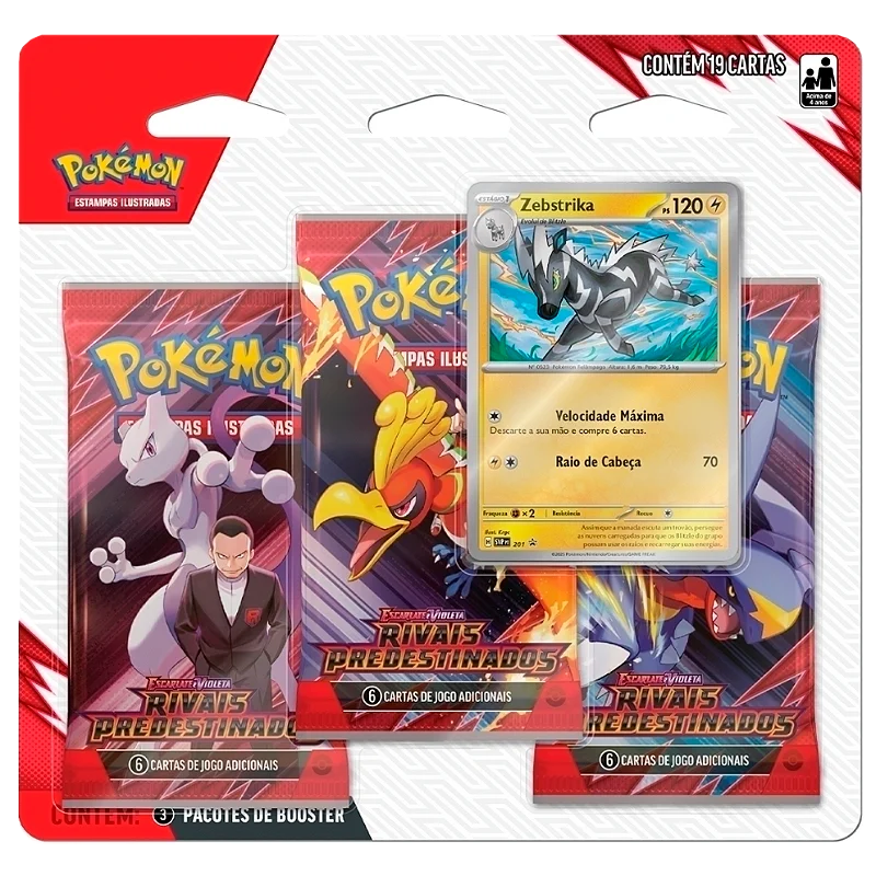 Blister Triplo Pokemon Zebstrika Escarlate e Violeta 10 Rivais Predestinados