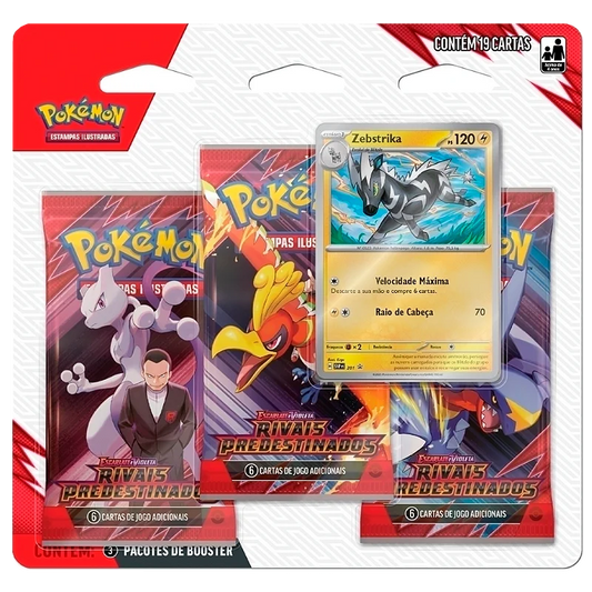 Blister Triplo Pokemon Zebstrika Escarlate e Violeta 10 Rivais Predestinados