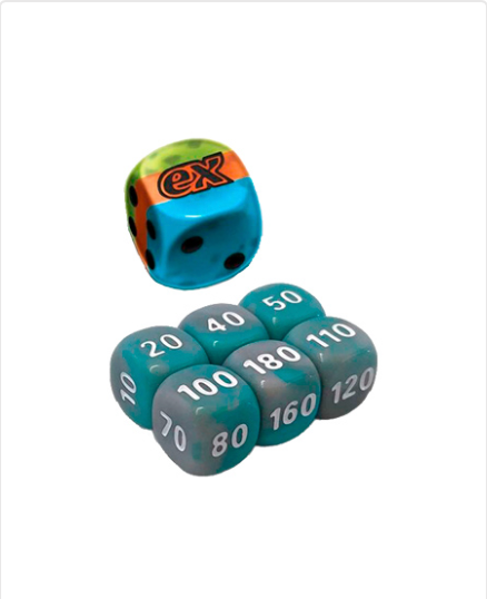 CONJUNTO COM SETE DADOS MARCADORES D6 - EVOLUÇÕES EM PALDEA